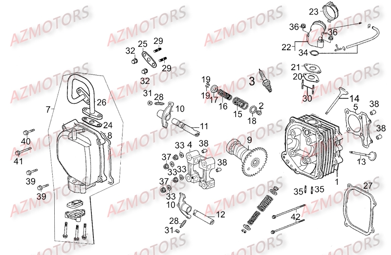 Culasse AZMOTORS Pièces Scooter LIKE 125 MMC 4T EURO III
