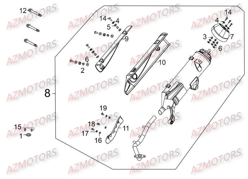 Echappement KYMCO Pièces Scooter LIKE 125 MMC 4T EURO III