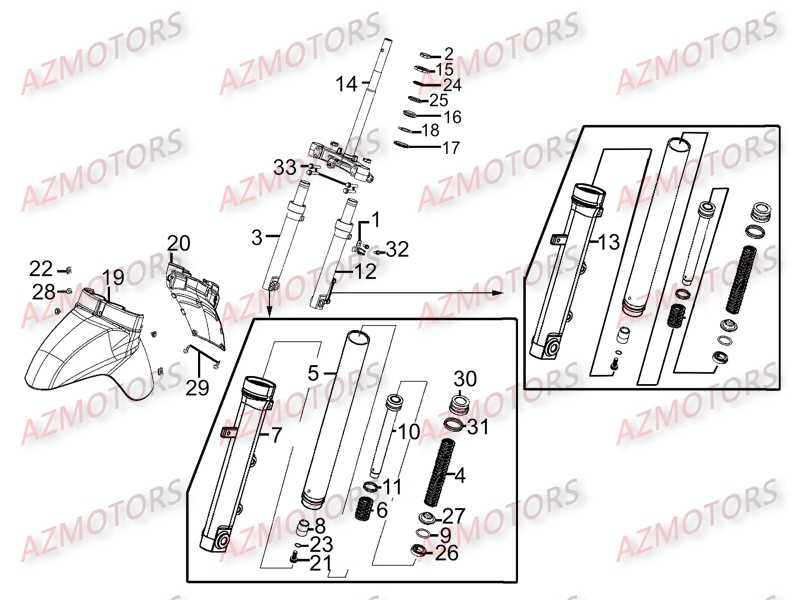 Fourche AZMOTORS Pièces Scooter LIKE 125 MMC 4T EURO III