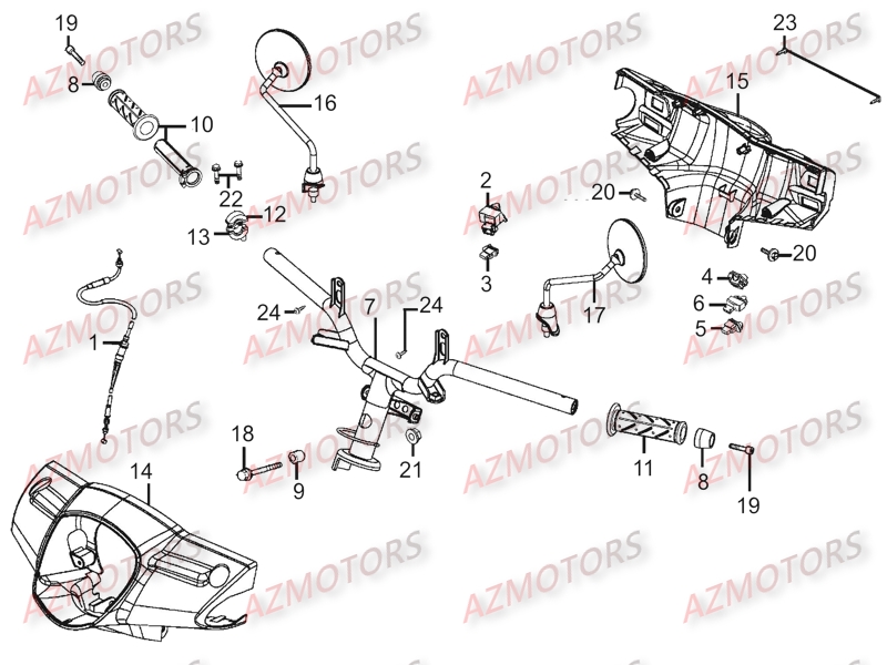 Guidon KYMCO Pièces Scooter LIKE 125 MMC 4T EURO III