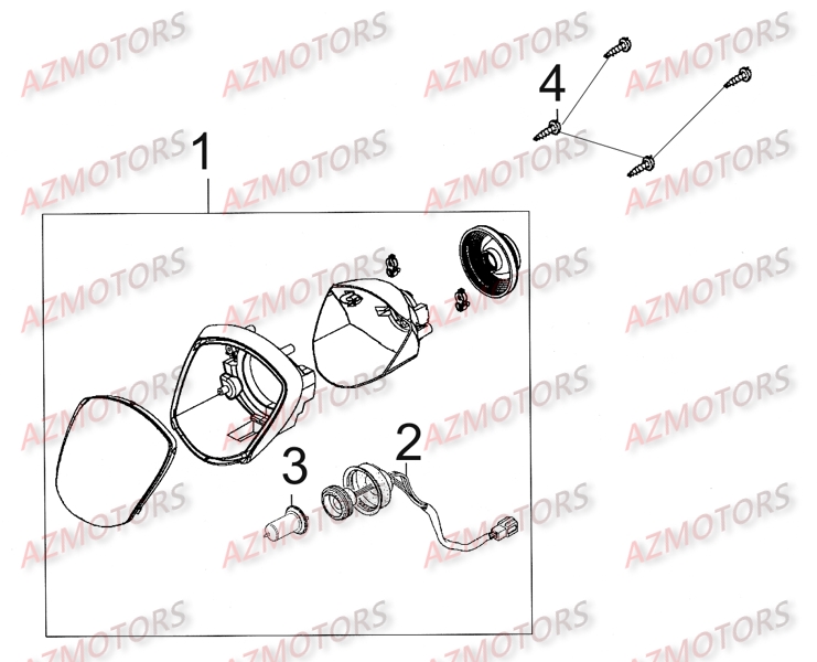 Phare AZMOTORS Pièces Scooter LIKE 125 MMC 4T EURO III