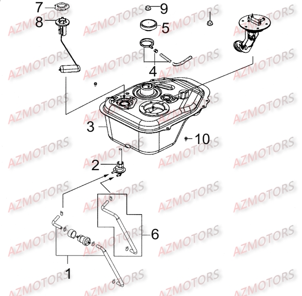 Reservoir AZMOTORS Pièces Scooter LIKE 125 MMC 4T EURO III
