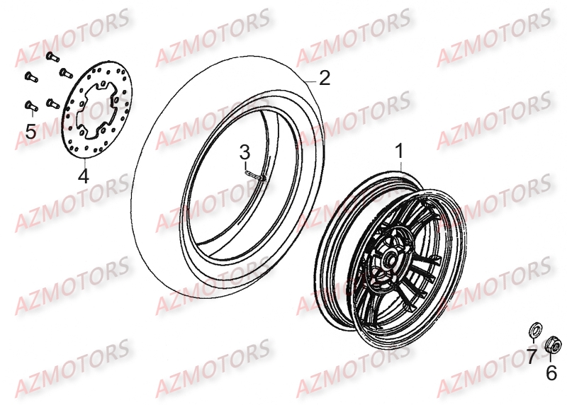 Roue Arriere KYMCO Pièces Scooter LIKE 125 MMC 4T EURO III