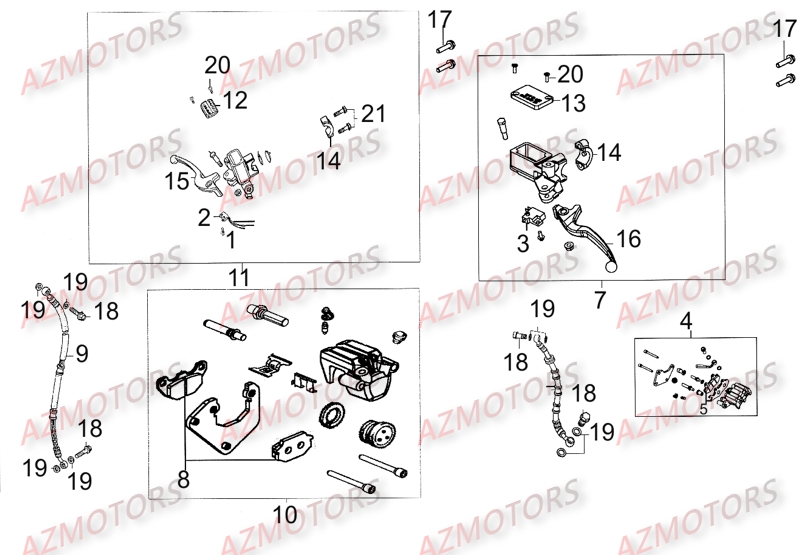 Systeme De Freins AZMOTORS Pièces Scooter LIKE 125 MMC 4T EURO III