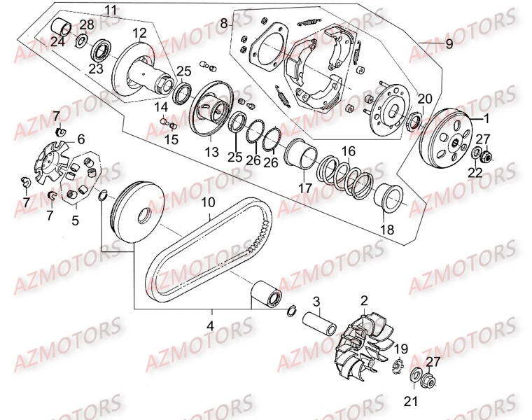 Variateur Embrayage KYMCO Pièces Scooter LIKE 125 MMC 4T EURO III