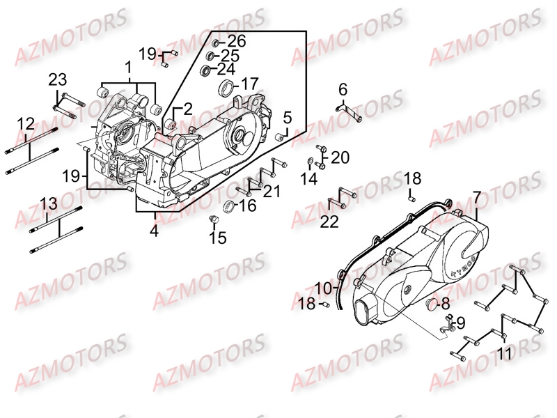 CARTER MOTEUR KYMCO Pièces Scooter Kymco LIKE 200 I LX 4T EURO III