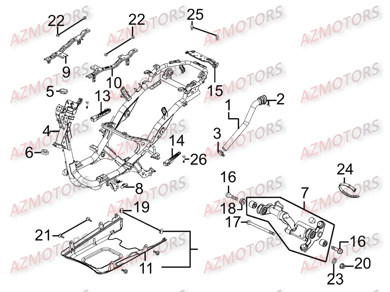 Chassis KYMCO Pièces LIKE 200 I LX 4T EURO III