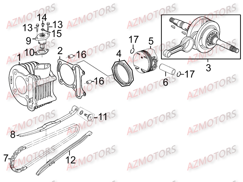 Cylindre   Piston KYMCO Pièces LIKE 200 I LX 4T EURO III