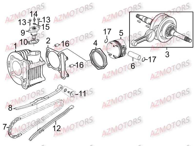 CYLINDRE - PISTON pour LIKE200-LX-III