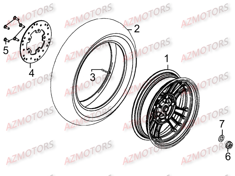 Roue Arriere KYMCO Pièces LIKE 200 I LX 4T EURO III