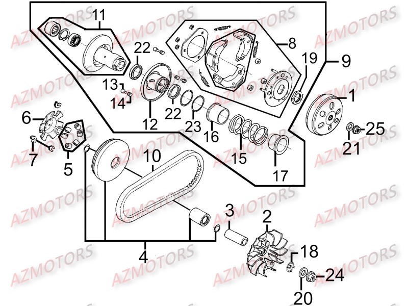 VARIATEUR - EMBRAYAGE KYMCO Pièces Scooter Kymco LIKE 200 I LX 4T EURO III