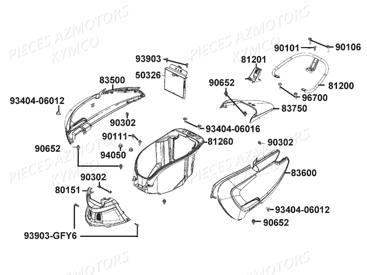 Carenages Arriere KYMCO Pièces LIKE 125I CBS EURO4 (TE25AA)