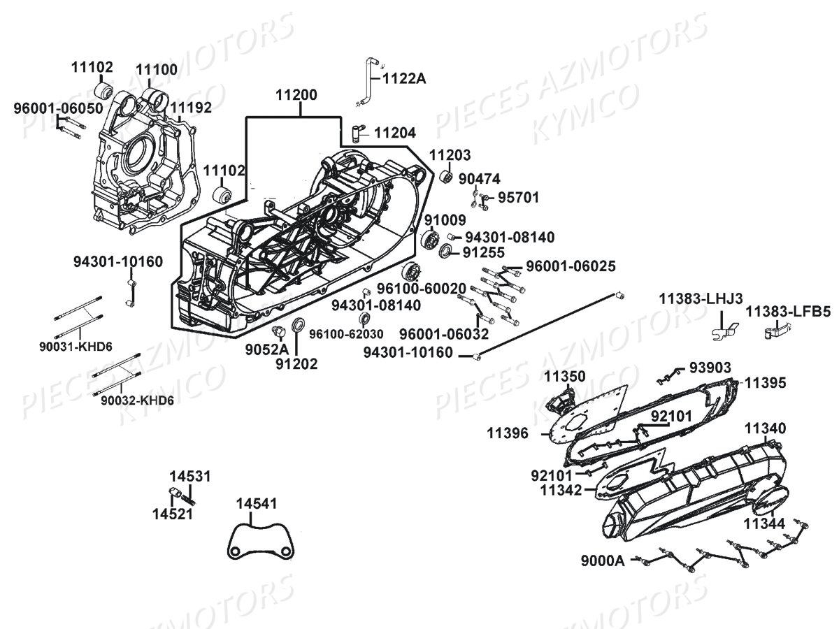 Carters Moteur KYMCO Pièces LIKE 125I CBS EURO4 (TE25AA)