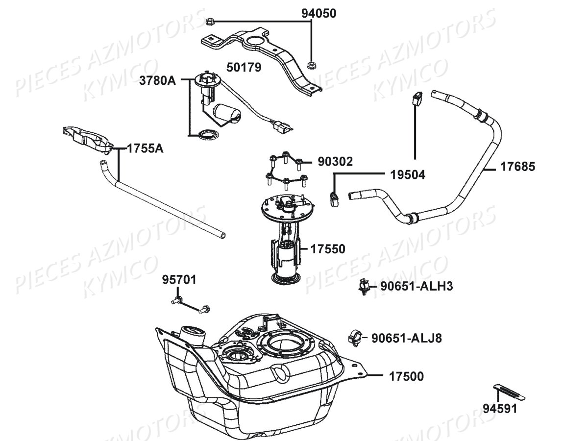 Reservoir A Carburant KYMCO Pièces LIKE 125I CBS EURO4 (TE25AA)