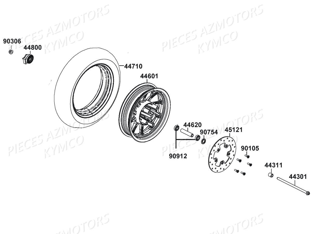 Roue Avant KYMCO Pièces LIKE 125I CBS EURO4 (TE25AA)