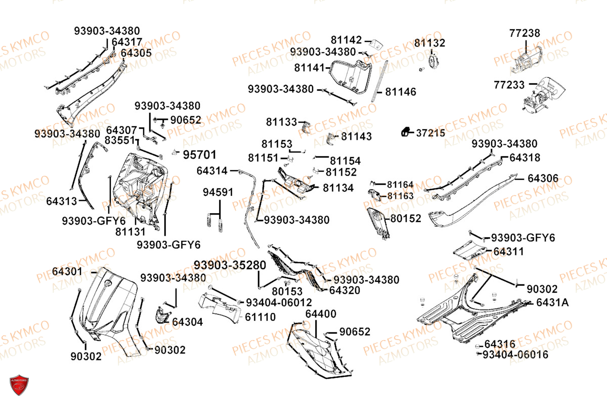 CARENAGES_AVANT KYMCO Pièces Scooter Kymco LIKE 125I CBS EURO5 (TE25CA)