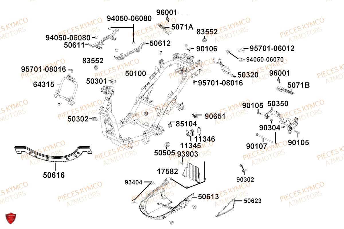 Chassis KYMCO Pièces LIKE 125I CBS EURO5 (TE25CA)