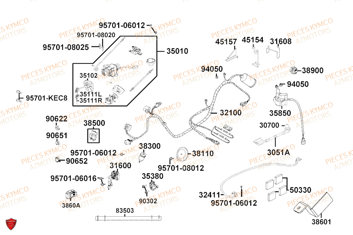 EQUIPEMENT_ELECTRIQUE KYMCO Pièces Scooter Kymco LIKE 125I CBS EURO5 (TE25CA)