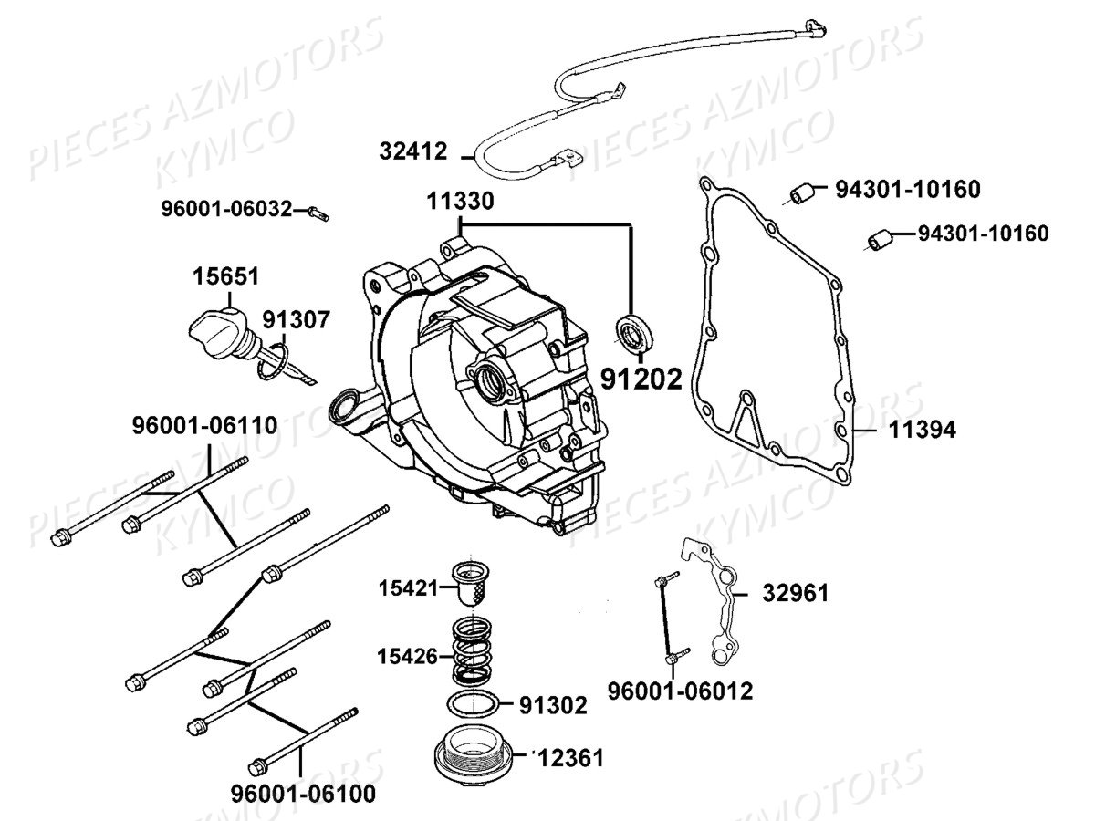 Carter Droit Pompe A Eau KYMCO Pièces LIKE 125I SPORT CBS EURO4 (TE25BA)