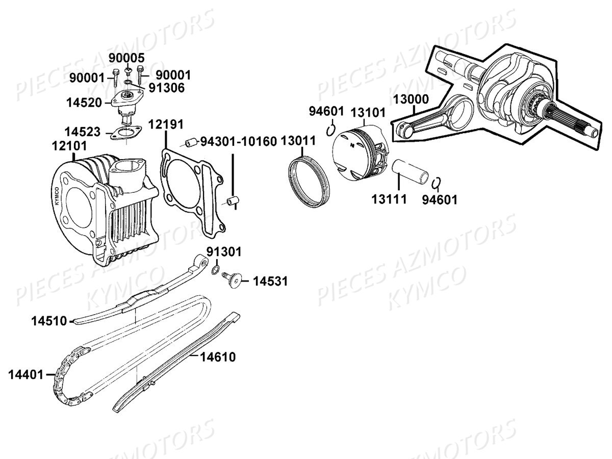 CYLINDRE PISTON KYMCO LIKE 125I SPORT