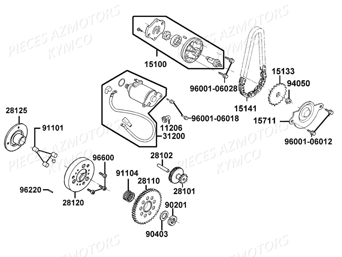 Demarreur Pompe A Huile KYMCO Pièces LIKE 125I SPORT CBS EURO4 (TE25BA)