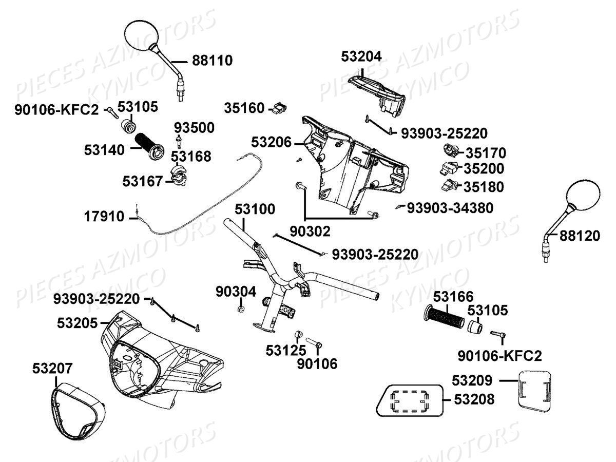 GUIDON RETROVISEURS pour LIKE 125I SPORT