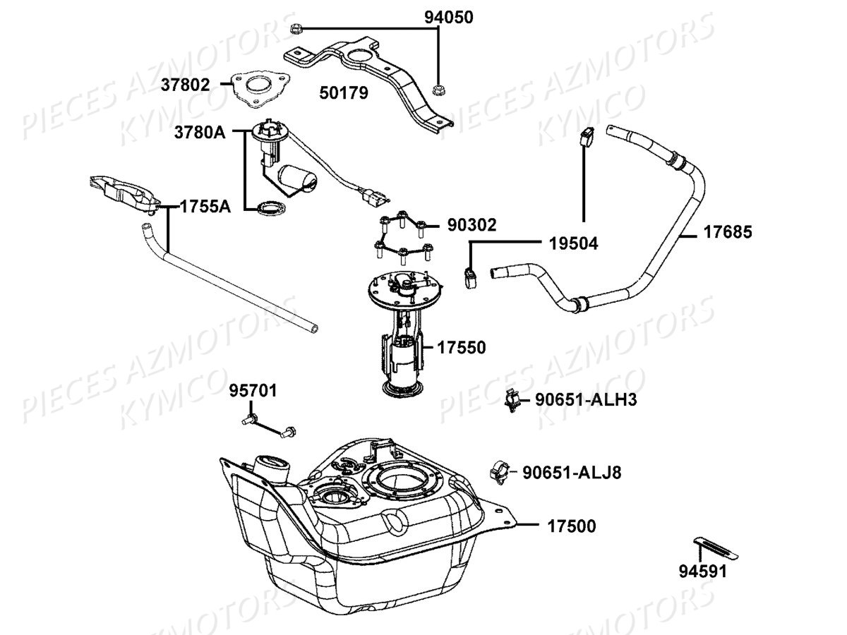 Reservoir A Carburant KYMCO Pièces LIKE 125I SPORT CBS EURO4 (TE25BA)