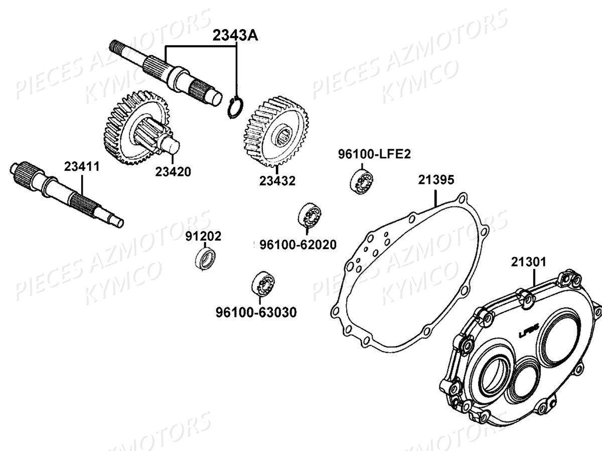 Transmission KYMCO Pièces LIKE 125I SPORT CBS EURO4 (TE25BA)