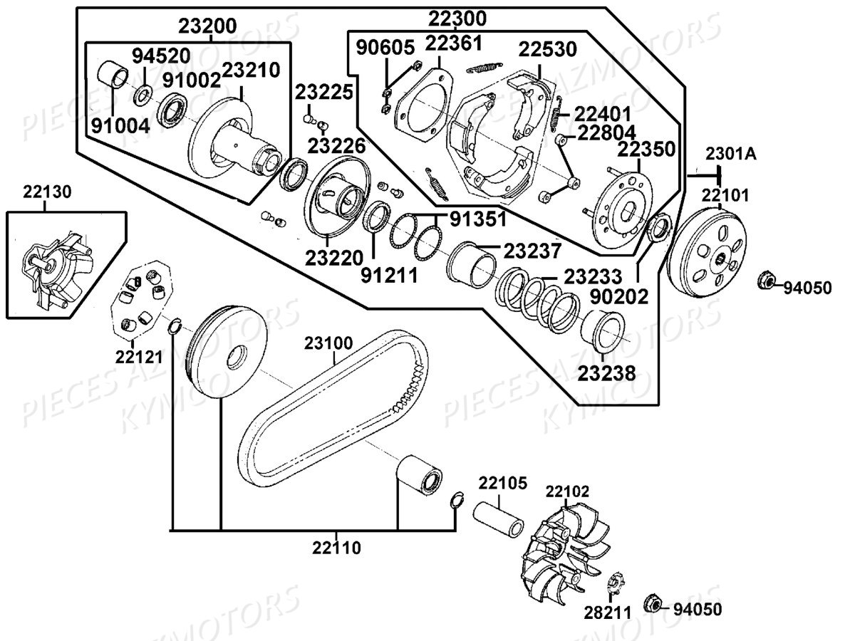 VARIATEUR EMBRAYAGE KYMCO LIKE 125I SPORT