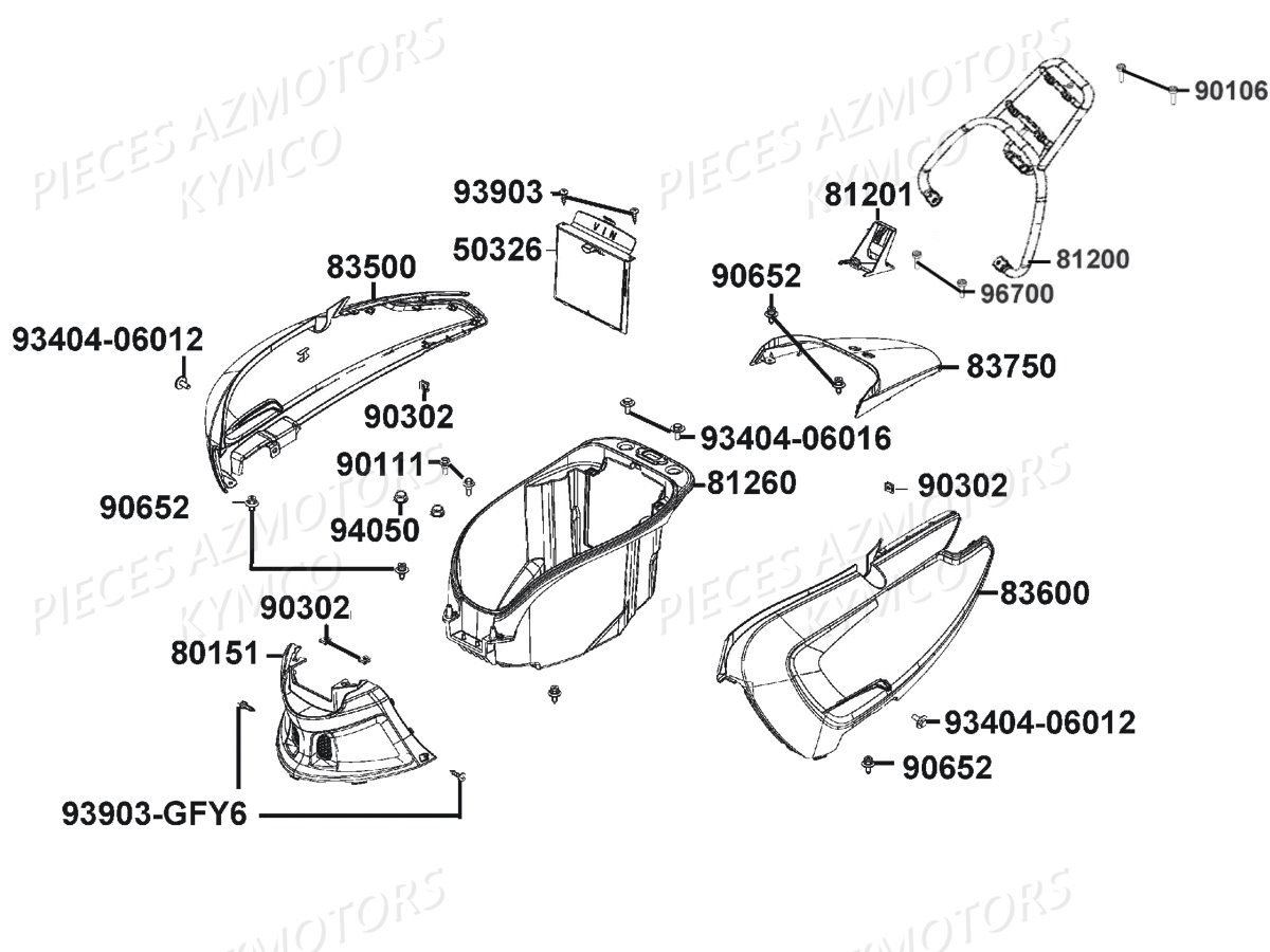 Carenages Arriere KYMCO Pièces LIKE 125I XPERIENCE ABS EURO4 (TE25AH)