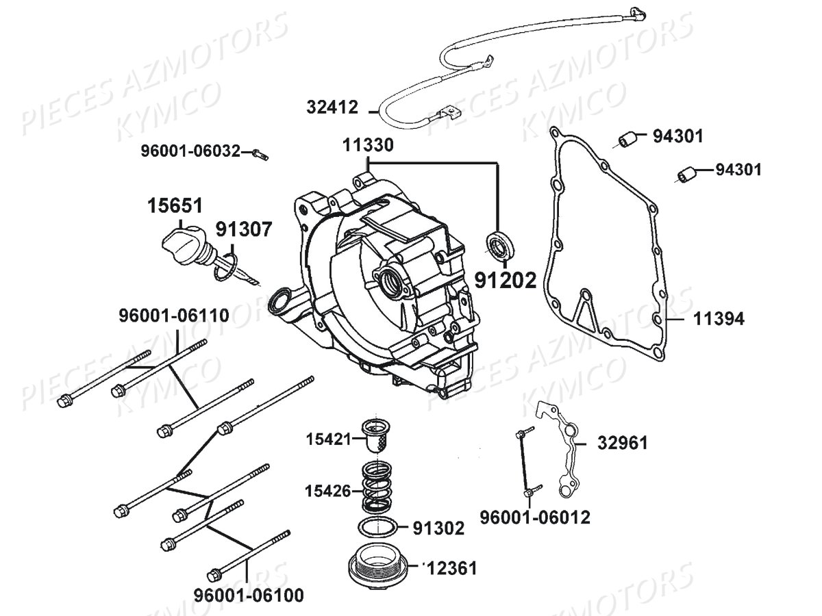 Carter Droit KYMCO Pièces LIKE 125I XPERIENCE ABS EURO4 (TE25AH)