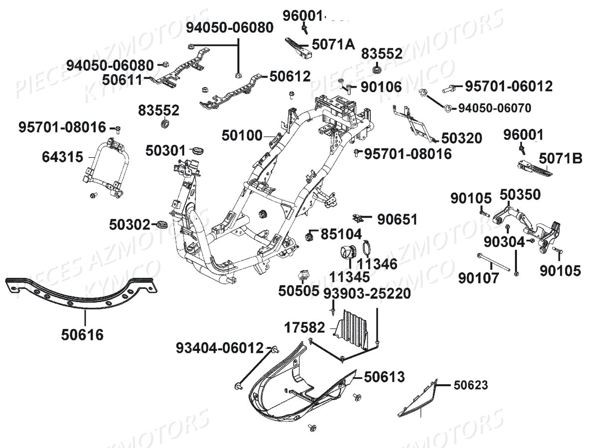 Chassis KYMCO Pièces LIKE 125I XPERIENCE ABS EURO4 (TE25AH)