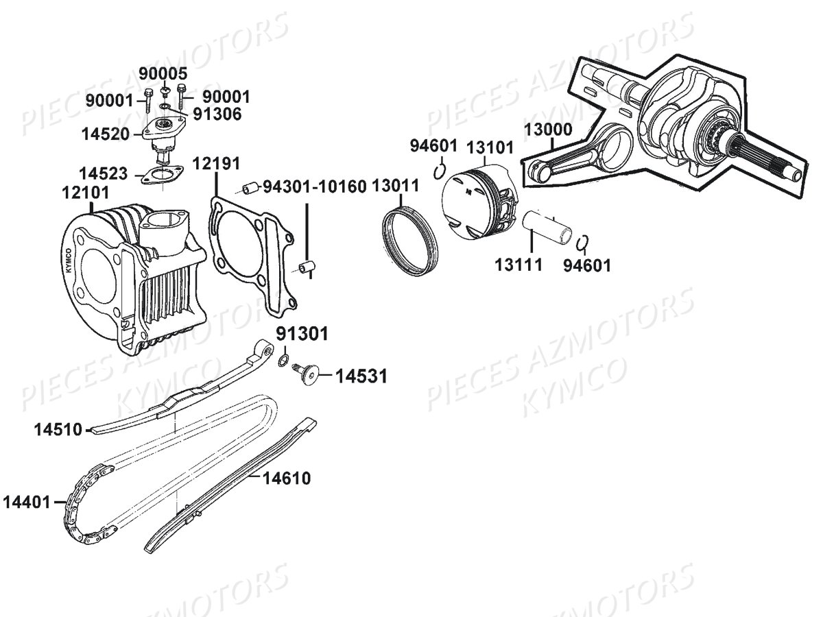 CYLINDRE PISTON KYMCO LIKE 125I XPERIENCE