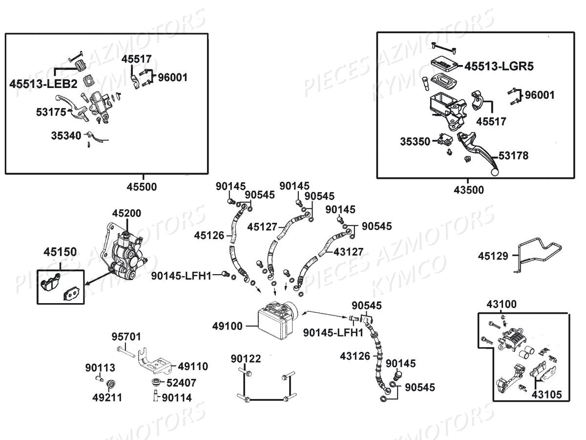 Systeme De Freins KYMCO Pièces LIKE 125I XPERIENCE ABS EURO4 (TE25AH)