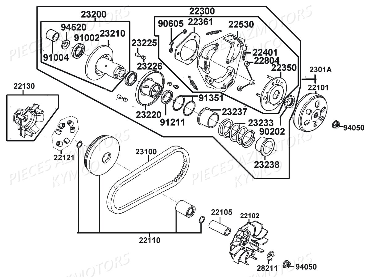 VARIATEUR EMBRAYAGE KYMCO LIKE 125I XPERIENCE