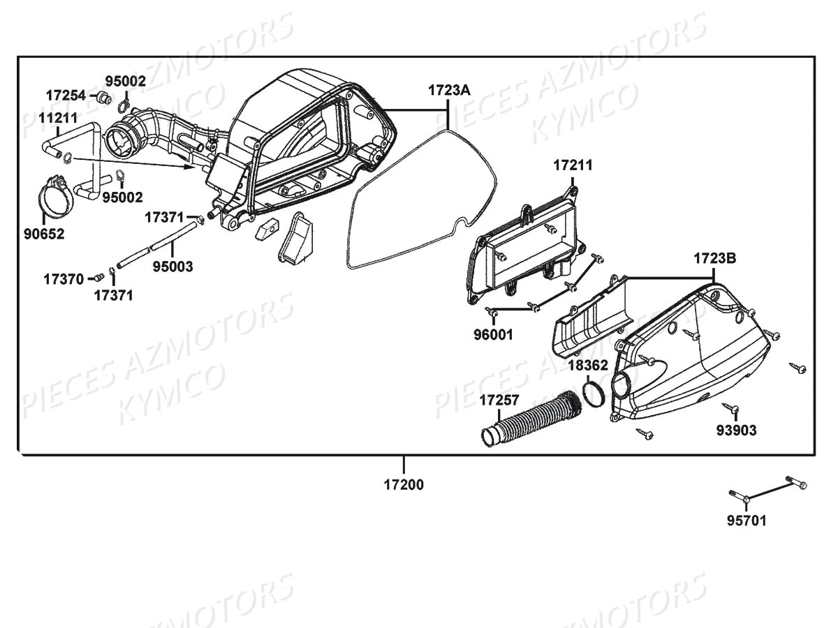 BOITE_A_AIR KYMCO Pièces Scooter LIKE 125 MMC 4T EURO3 (KN25AJ)