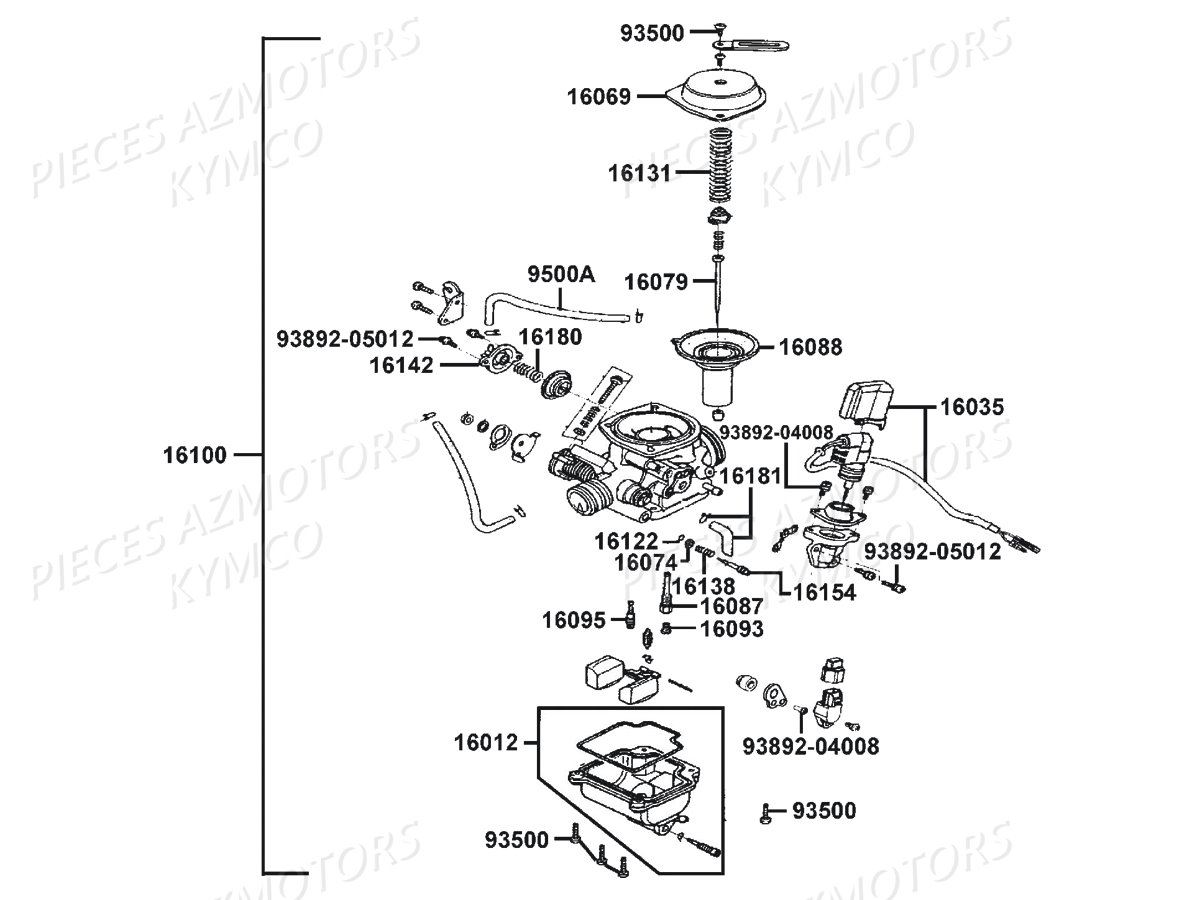 Carburation KYMCO Pièces LIKE 125 MMC 4T EURO3 (KN25AJ)