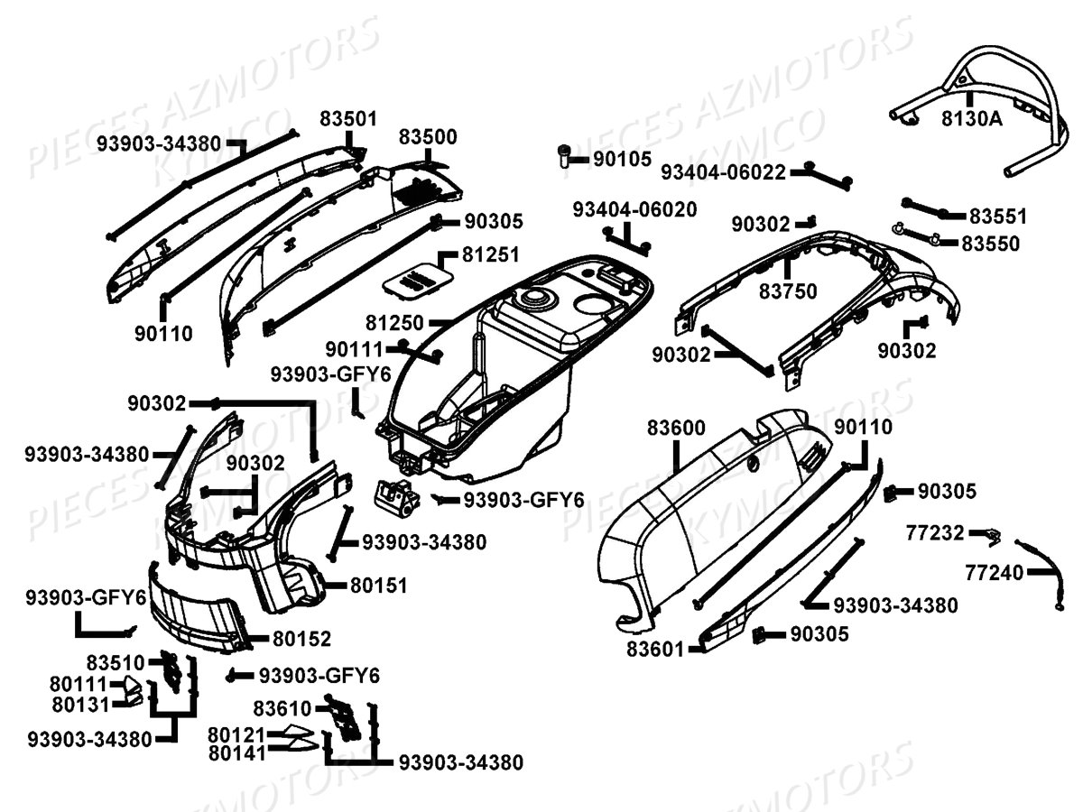 CARENAGES ARRIERE KYMCO LIKE 125 MMC E3