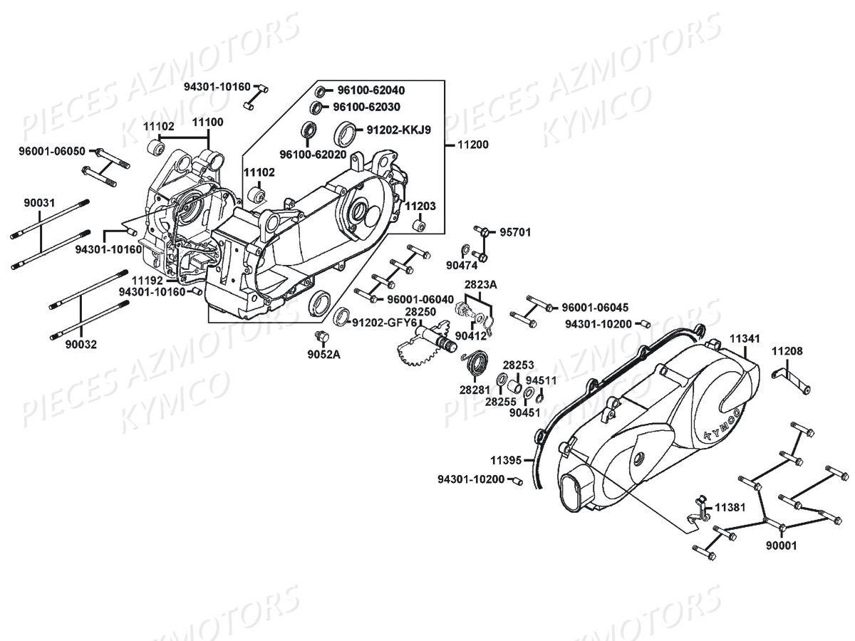 Carters Moteur KYMCO Pièces LIKE 125 MMC 4T EURO3 (KN25AJ)