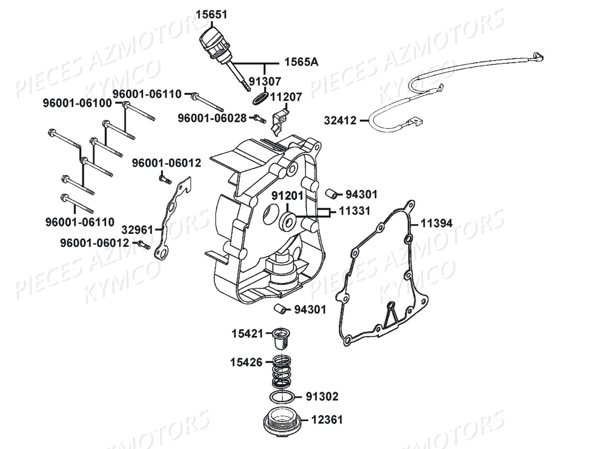 CARTER_DROIT KYMCO Pièces Scooter LIKE 125 MMC 4T EURO3 (KN25AJ)