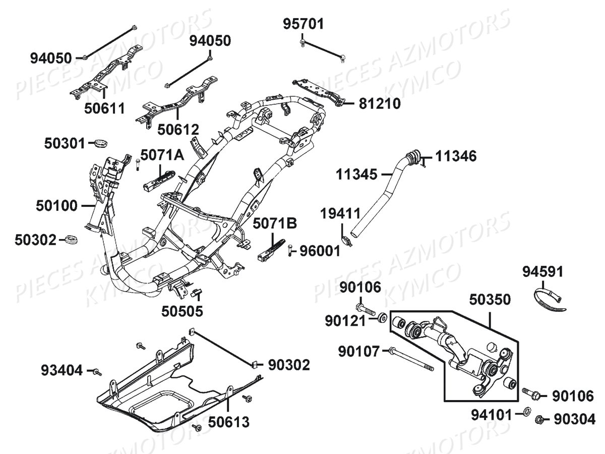 Chassis KYMCO Pièces LIKE 125 MMC 4T EURO3 (KN25AJ)