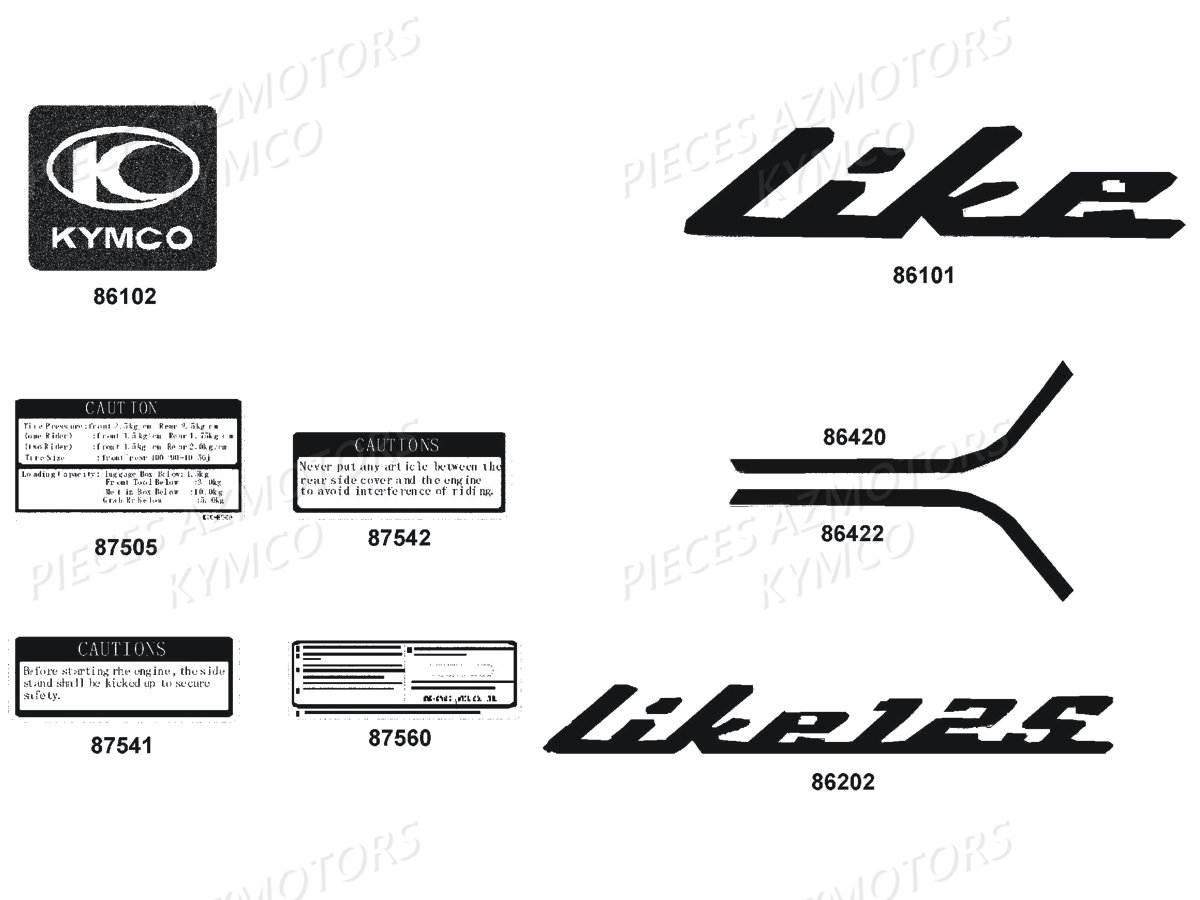 Decors KYMCO Pièces LIKE 125 MMC 4T EURO3 (KN25AJ)