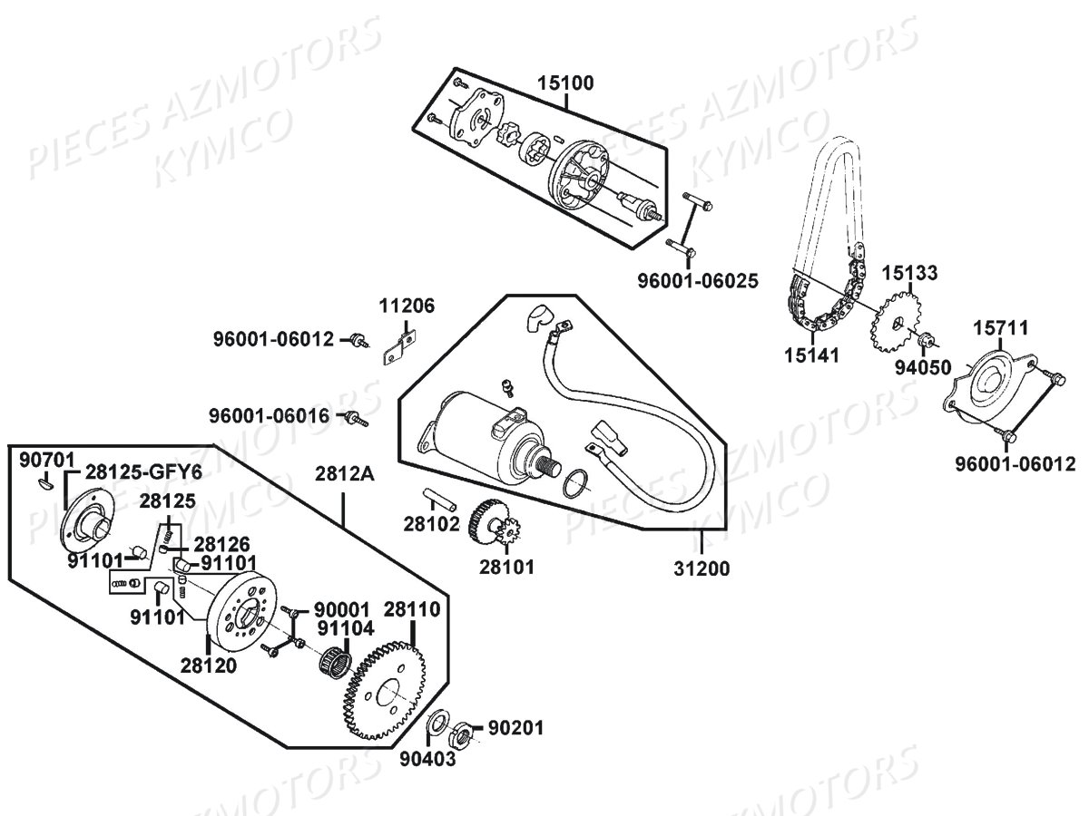 Demarreur Pompe A Huile KYMCO Pièces LIKE 125 MMC 4T EURO3 (KN25AJ)
