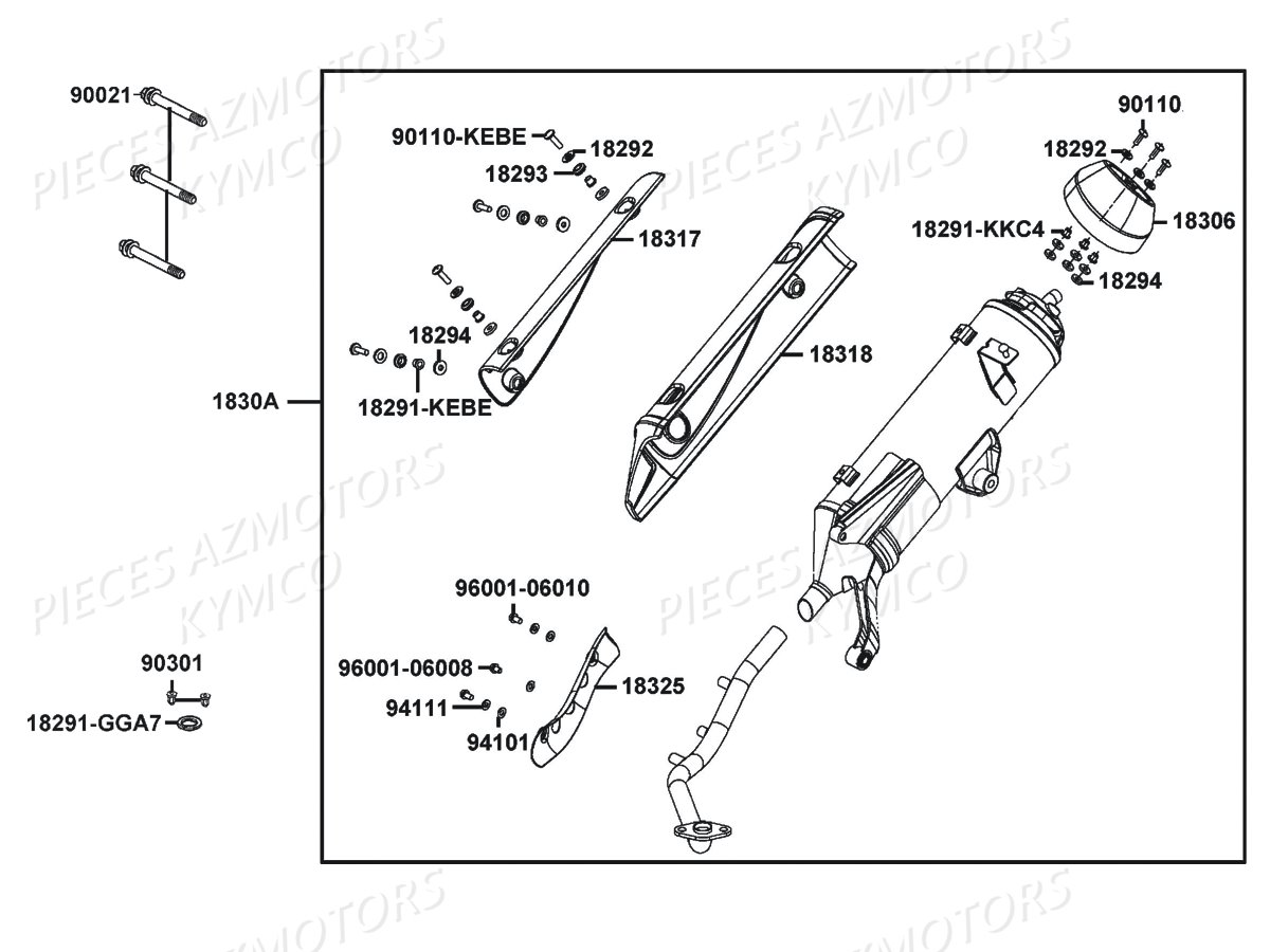 ECHAPPEMENT KYMCO Pièces Scooter LIKE 125 MMC 4T EURO3 (KN25AJ)