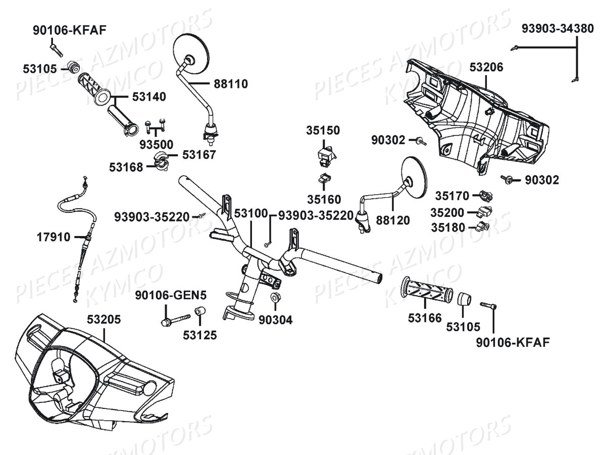 GUIDON RETROVISEURS KYMCO LIKE 125 MMC E3