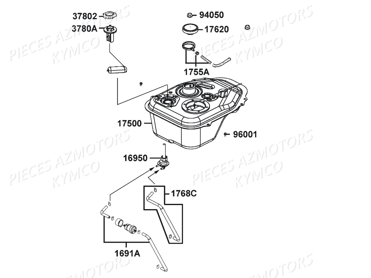 Reservoir A Carburant KYMCO Pièces LIKE 125 MMC 4T EURO3 (KN25AJ)