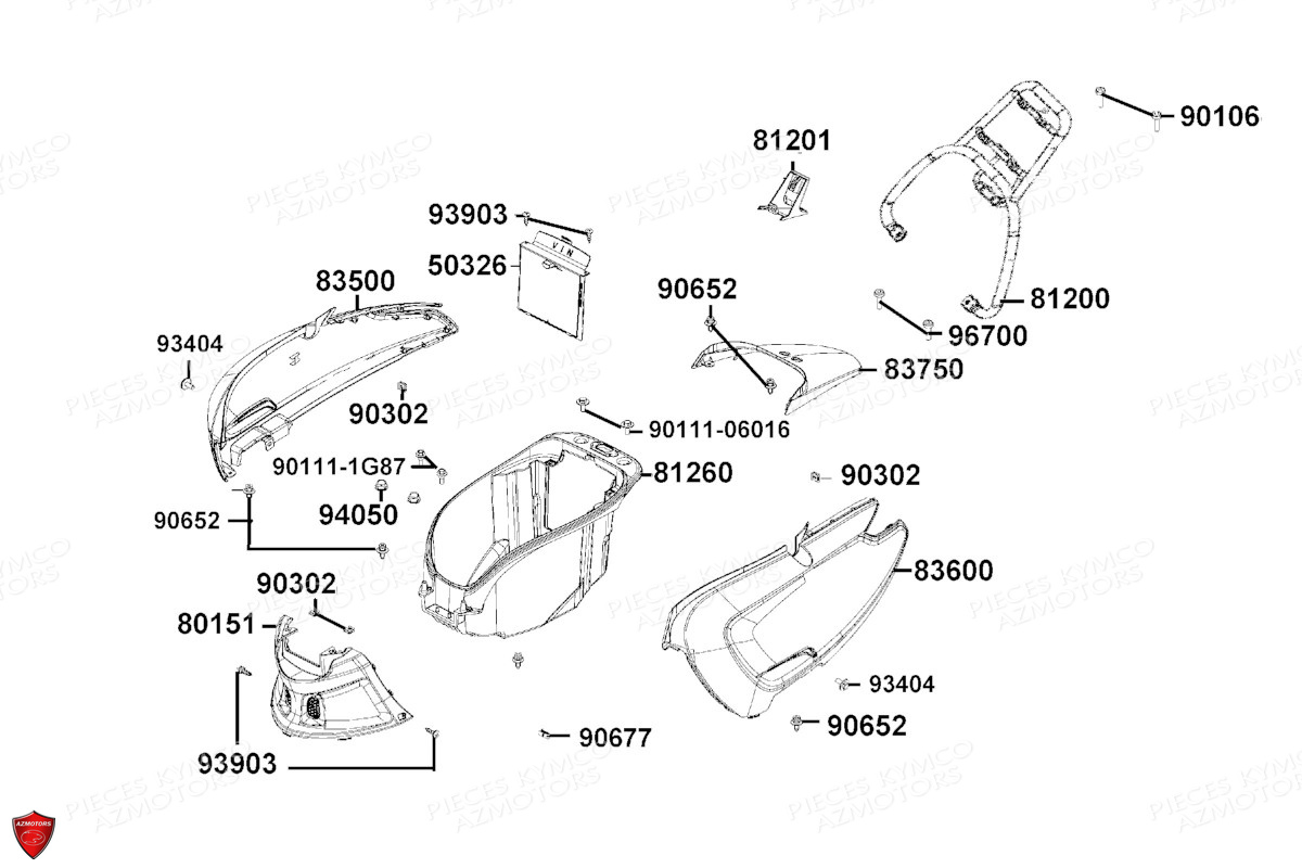 CARENAGES ARRIERE KYMCO LIKE 125i ABS NOODOE E5