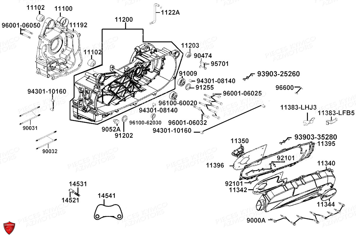 Carters Moteur KYMCO Pièces LIKE 125I ABS NOODOE E5 (TE25CC)