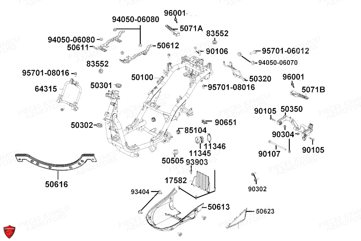 Chassis KYMCO Pièces LIKE 125I ABS NOODOE E5 (TE25CC)