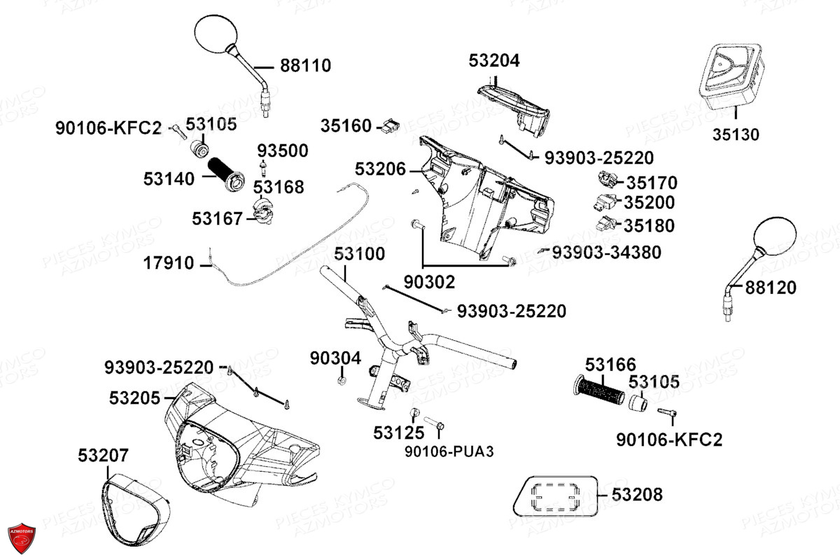 GUIDON RETROVISEURS KYMCO LIKE 125i ABS NOODOE E5